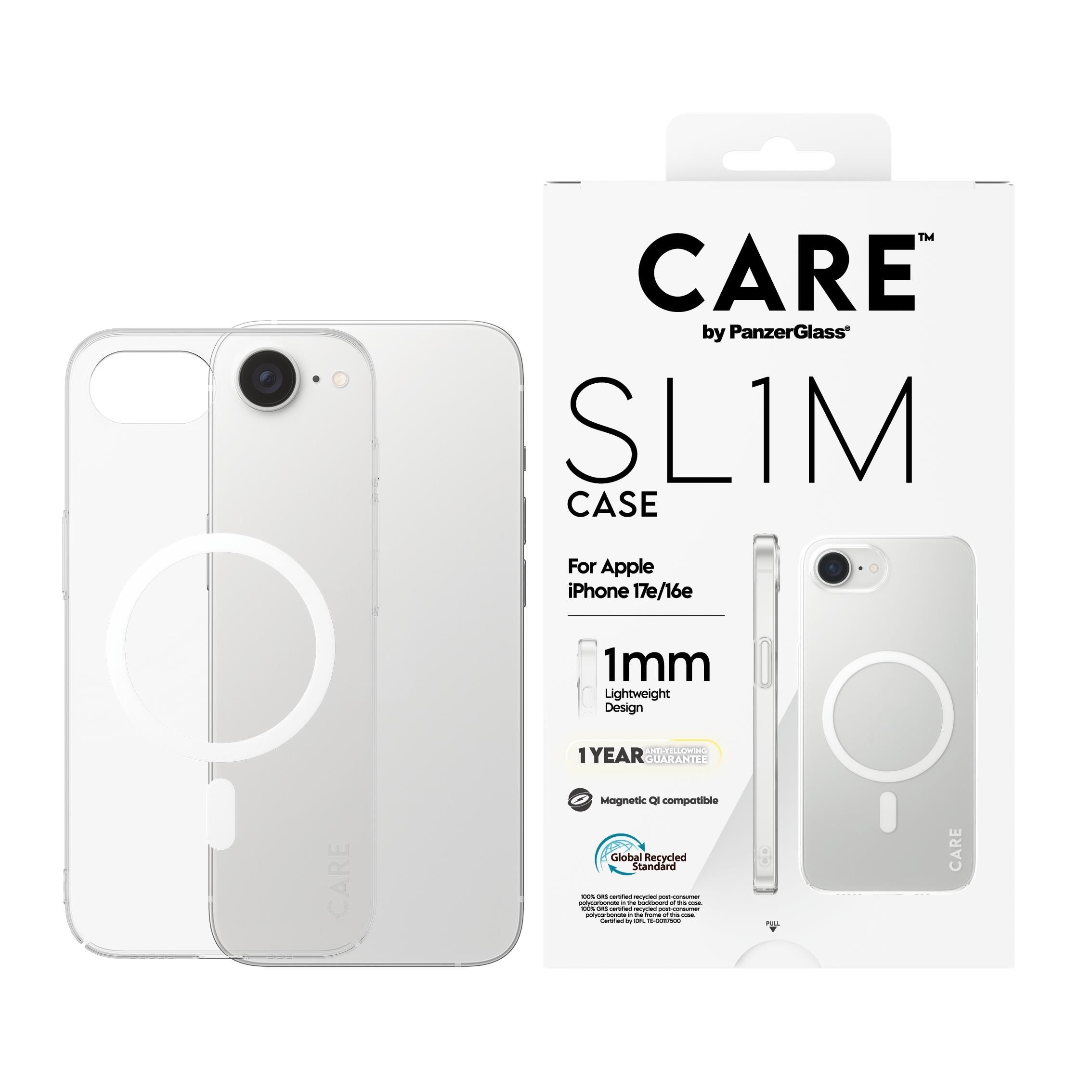 CARE by PanzerGlass SL1M Case Transparent w. MagSafe iPhone 17e | 16e Mobilcover CR59610