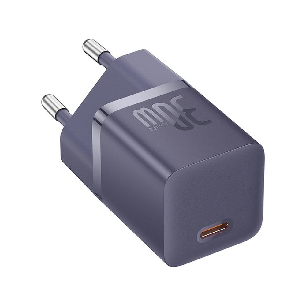 Baseus GaN5 30W USB-C EU Wall Charger with Purple Cable Dynamic 3 USB-C 100W 1m - Purple