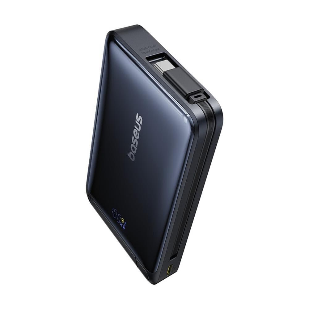 Baseus Nomos 10000mAh 30W Qi2 Power Bank with MagSafe Compatible Stand with Built-in USB-C Cable - Black - 10000 mAh