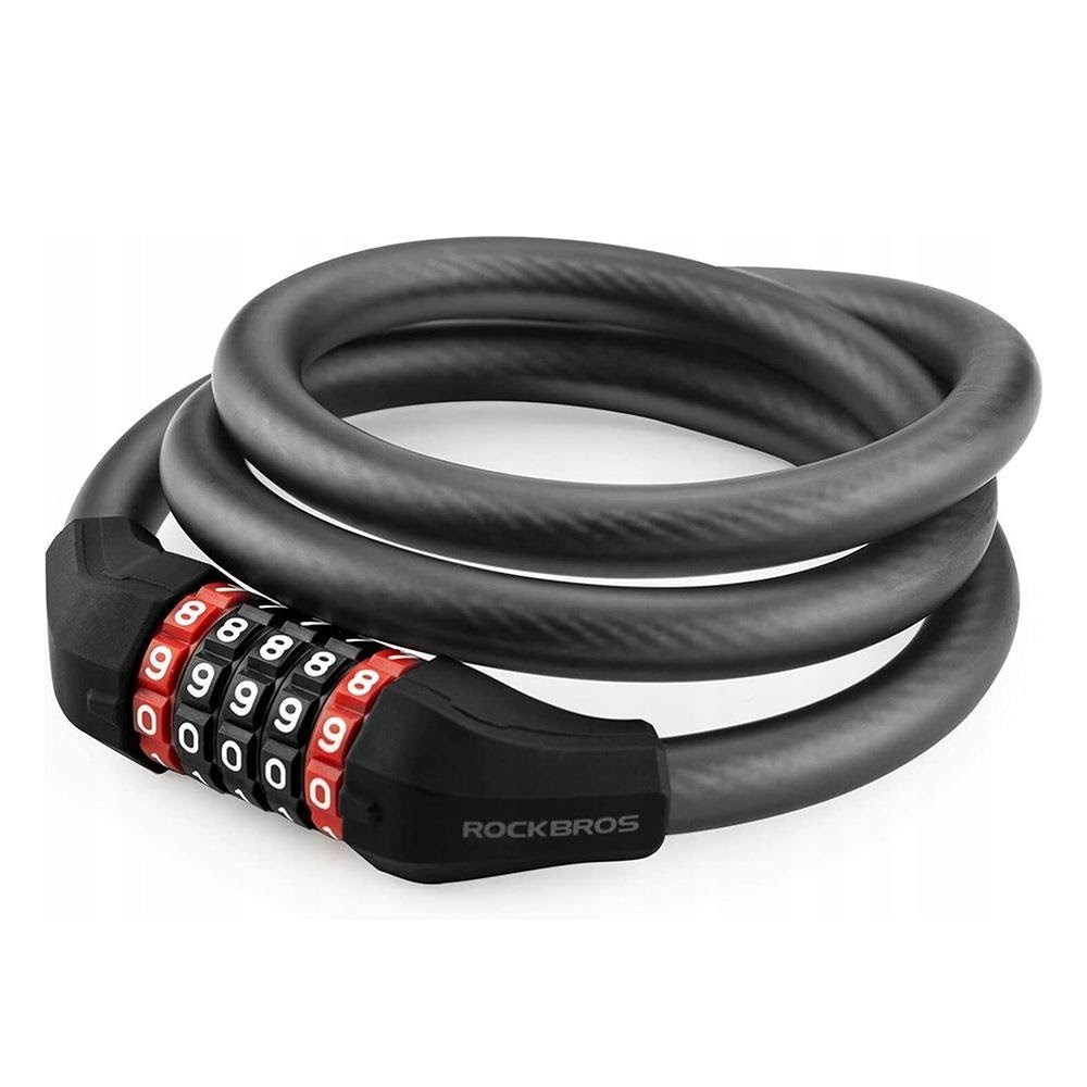 Rockbros RKS507-1BK bicycle lock with combination 1.8 m - black Cykeltilbehoer