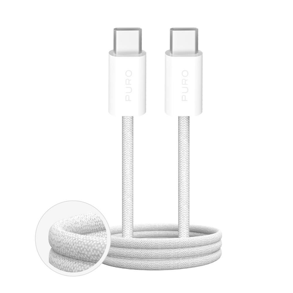 Puro Fabrik 4 100W Braided Cable USB-C - USB-C 1m - White Usb Kabel Hvid PUCCC100WFABK4WHI