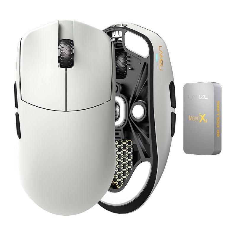 Lamzu Maya X - Gaming Mus - Optisk - 6 knapper - Grå Mus 6975637430107