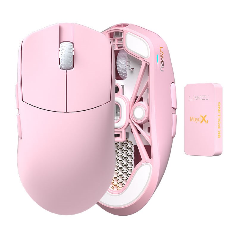 Lamzu Maya X - Gaming Mus - Optisk - 6 knapper - Pink Mus 6975637430190