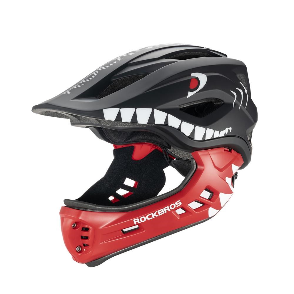 Rockbros TT-32005 Shark Children's Bike Helmet with Detachable Jaw Size M (54-58) - Black Cykeltilbehoer
