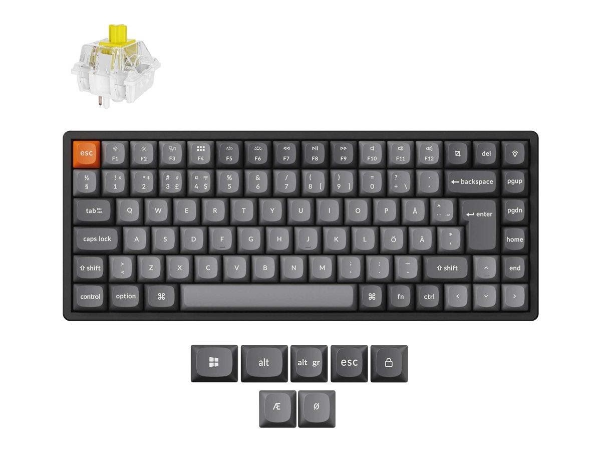 Keychron K2 MAX QMK/VIA Wireless Tri-Mode - Super Banana - Gaming Tastatur - Uden Numpad - Nordisk - Sort