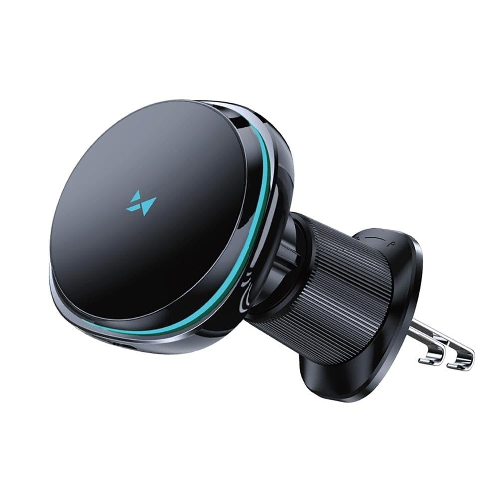 Wozinsky WCT5-Q6S2Y Car Holder with Qi/MagSafe 15W Inductive Charger for Ventilation Grill with Fan - Black