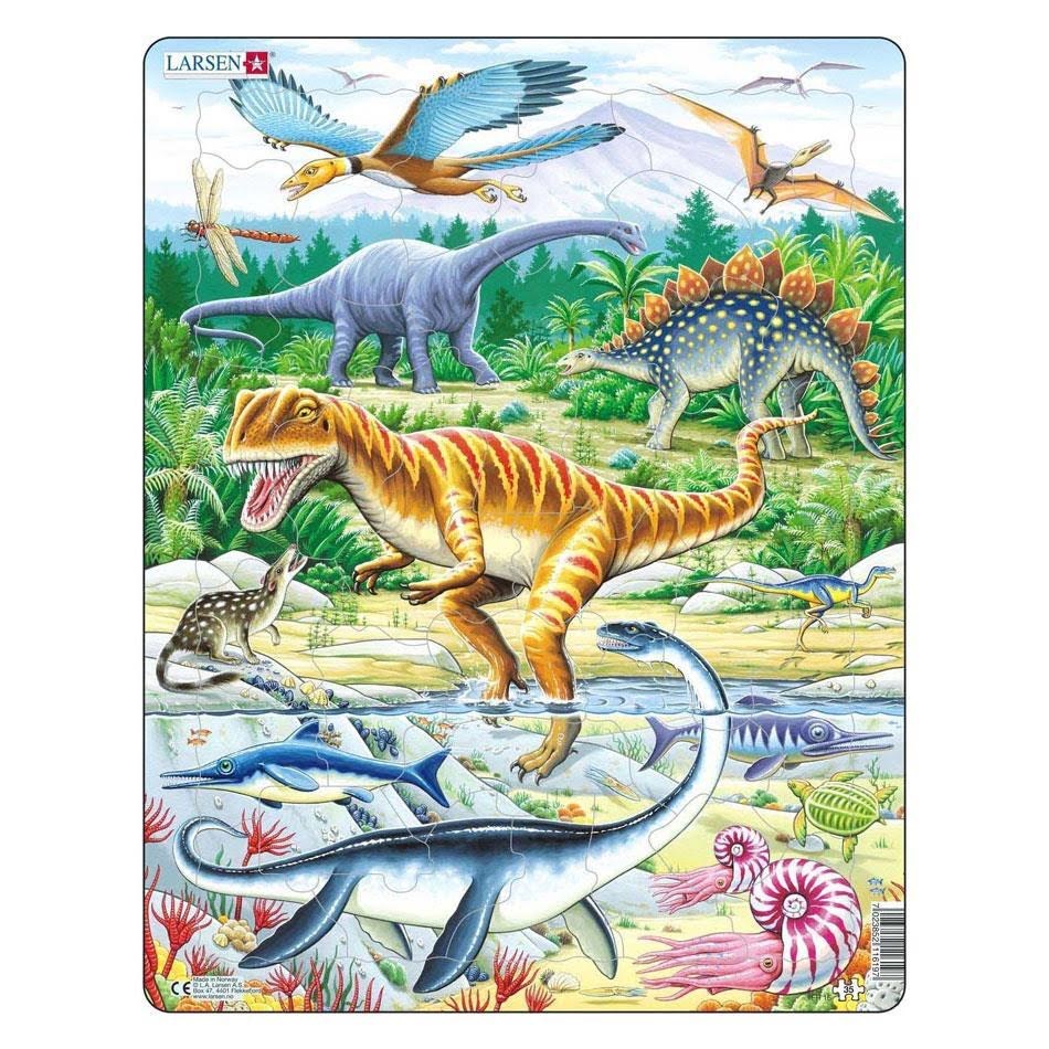 Larsen Puzzles Puzzle Dinosaurs - 35 pieces Maxi (36.5x28.5 cm) 2D Puslespil