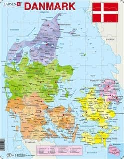 Larsen Puzzles Puzzle Denmark Political - 70 pieces Maxi (36.5x28.5cm) 2D Puslespil