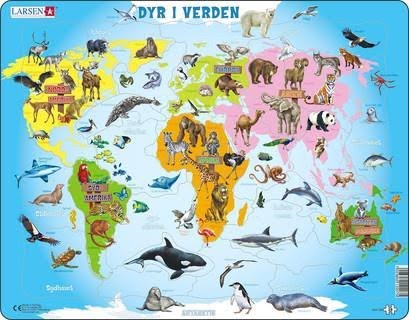 Larsen Puzzles Puzzle Animals in the World - 28 pieces Maxi (36.5x28.5 cm) 2D Puslespil Puslespil A34