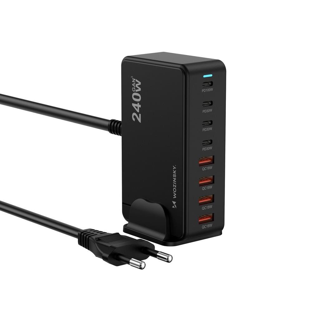 Wozinsky 240W GaN QC3 Charging Station - Black Mobil Oplader 5907769385087