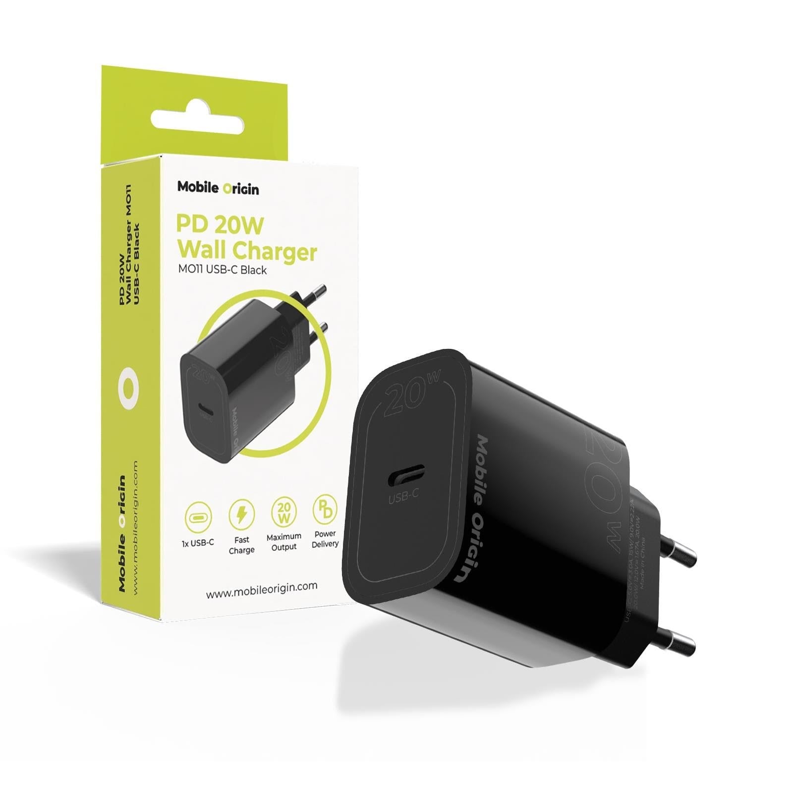 Mobile Origin PD20W Wall Charger MO11 - black - 1 USB-C Mobil Oplader FRL-PD20W-MO11-BLK