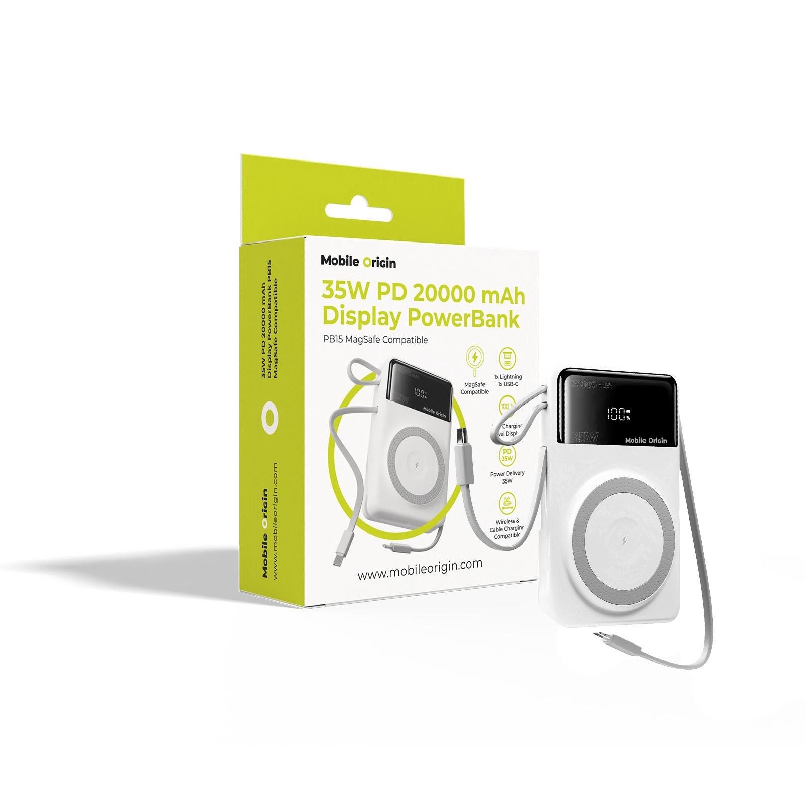 Mobile Origin 35W PD 20000mAh Display PowerBank PB15 MagSafe Compatible - 20000 mAh