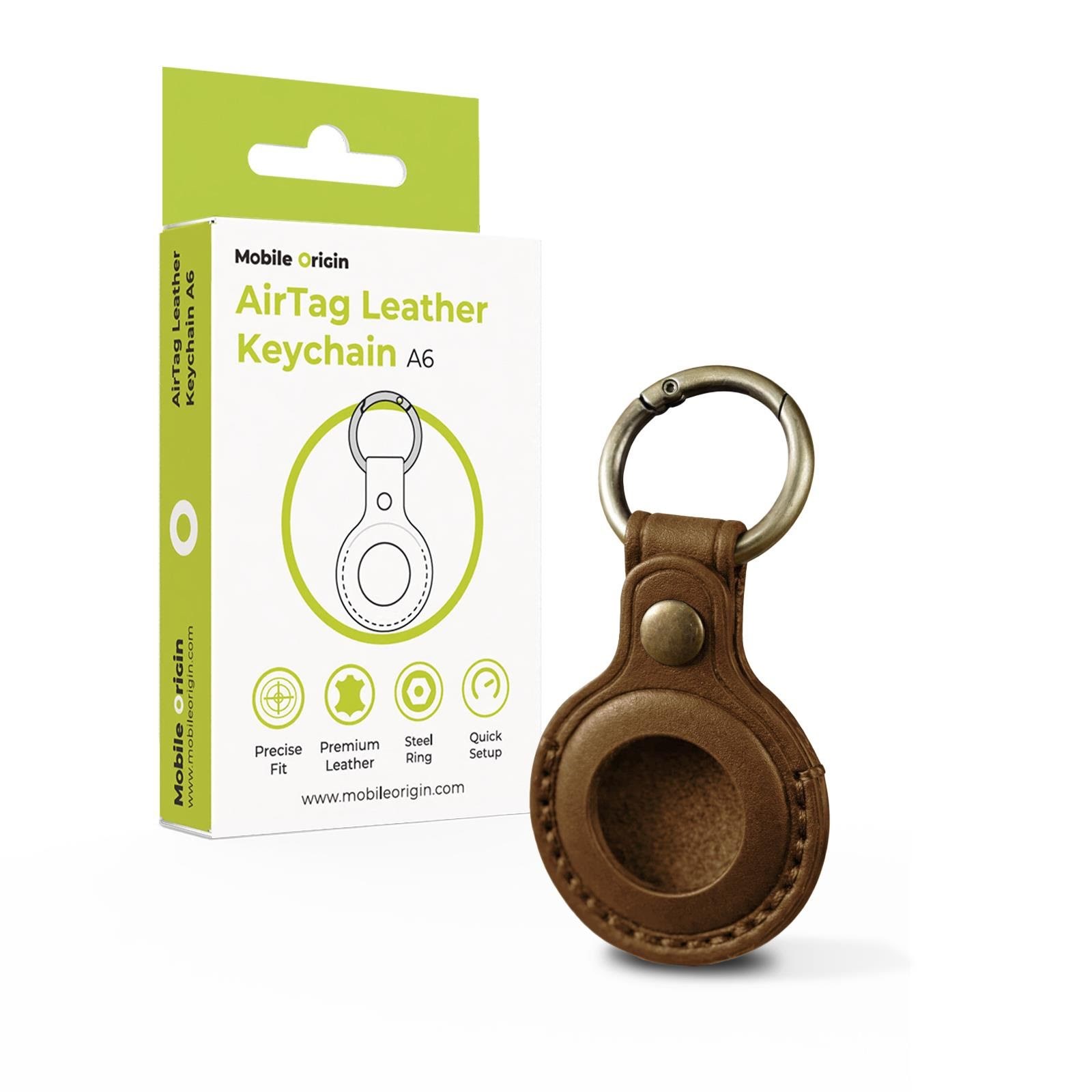 Mobile Origin AirTag Leather Keychain A6 midnight brown Mobil Tilbehør MO-ALK-MBRW