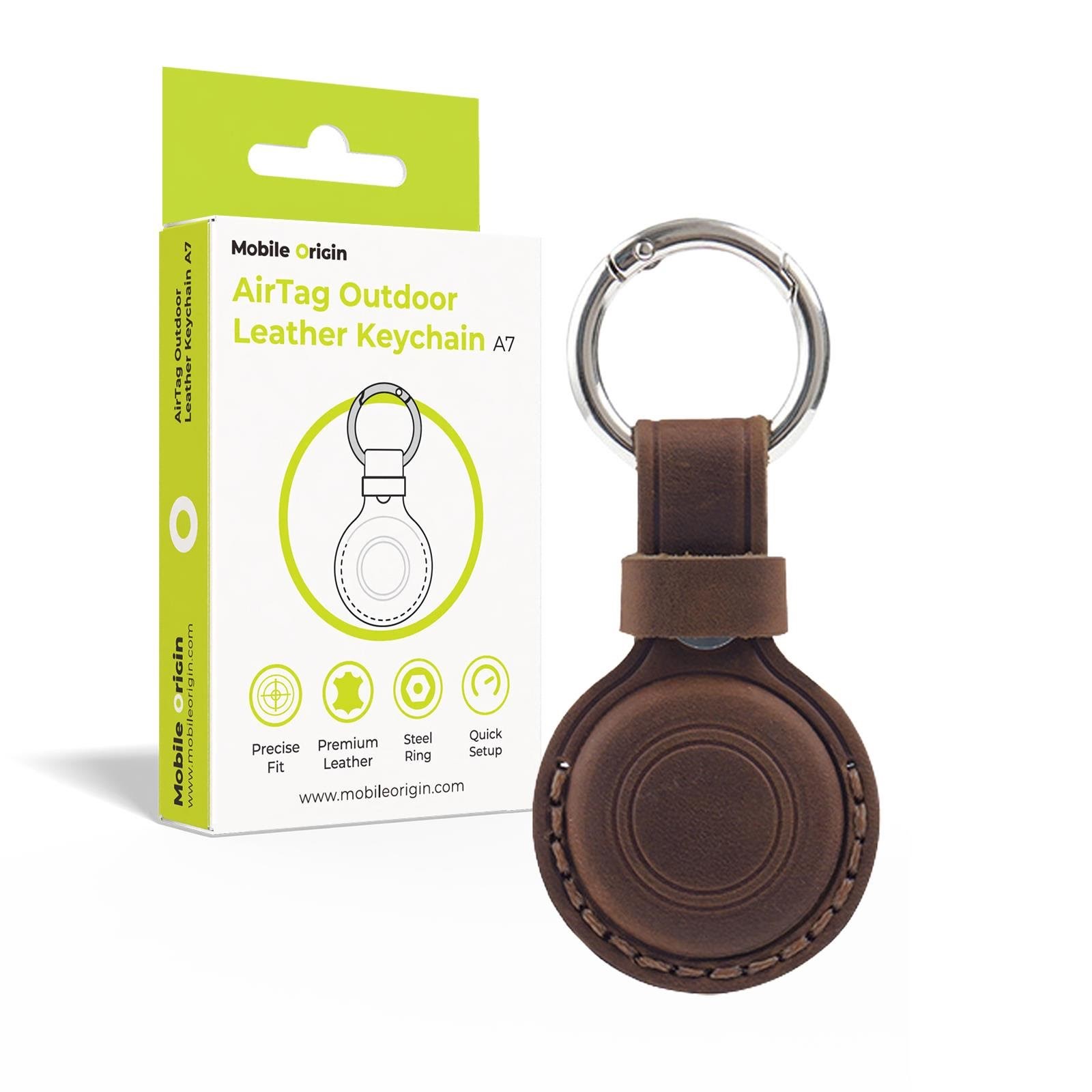 Mobile Origin AirTag Outdoor Leather Keychain A7 midnight brown Mobil Tilbehør MO-AOLK-MBRW