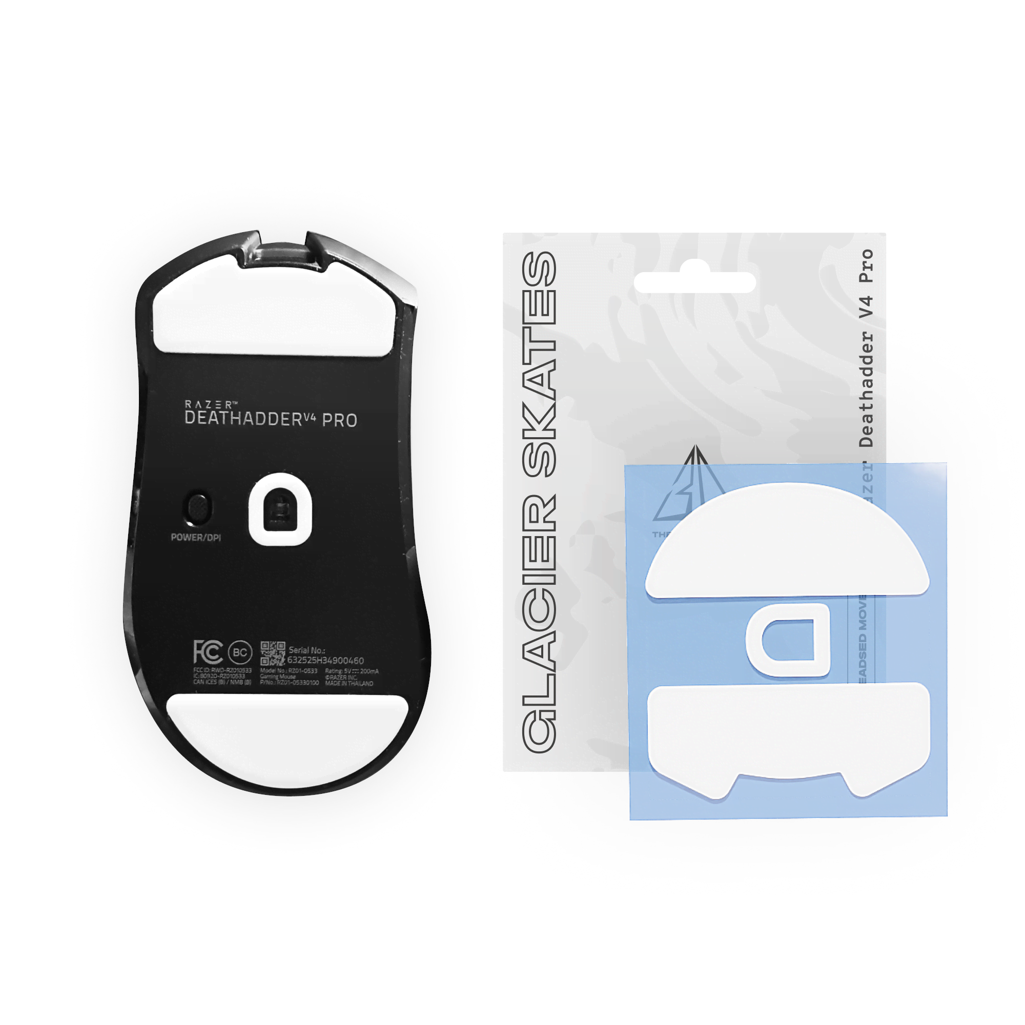 Threepointzero Glacier Skates - for Razer Deathadder V4 Pro Musemåtte Hvid TPZ-GS-RDV4Pro