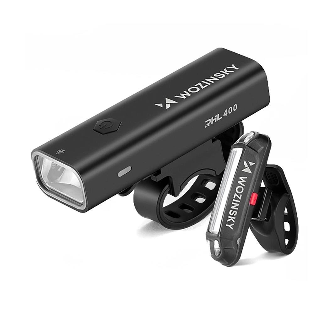 Wozinsky WSBLB2 Front (400 lm) and Rear USB-C Bike Light Set - Black Cykellygter 5907769372452