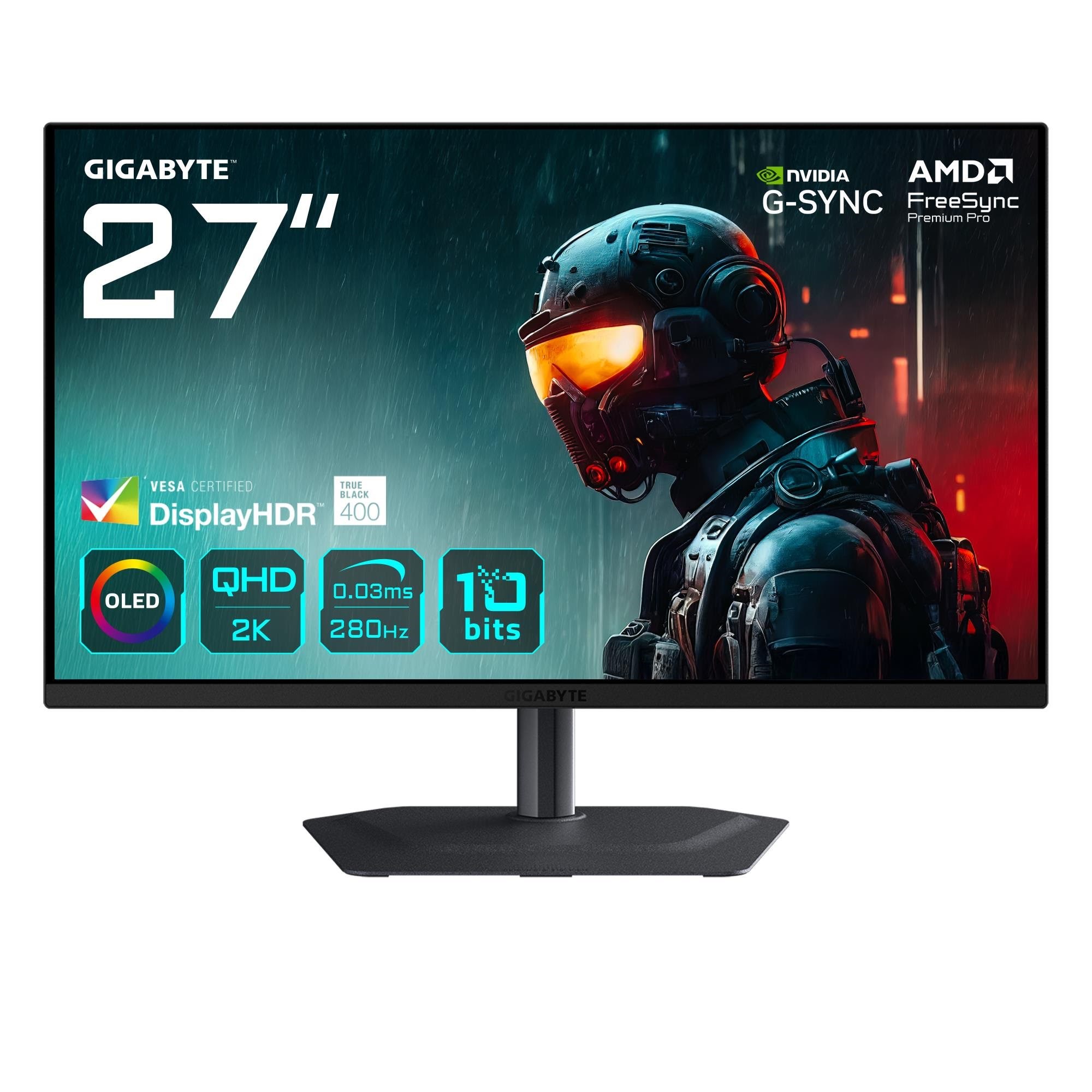 27" GIGABYTE MO27Q2A - 2560x1440 (QHD) - 280Hz - OLED - 18W USB-C - KVM switch