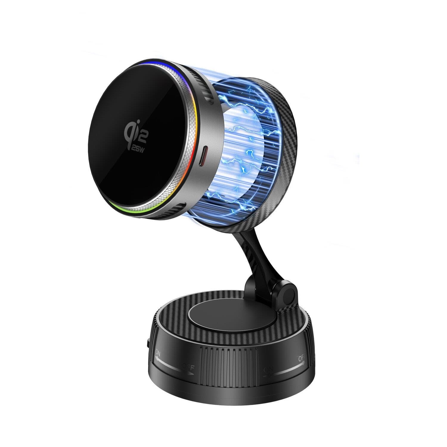 4smarts Qi2 25W MagSafe charger with cooling RGB 360 mount space grey Mobil Oplader 541762
