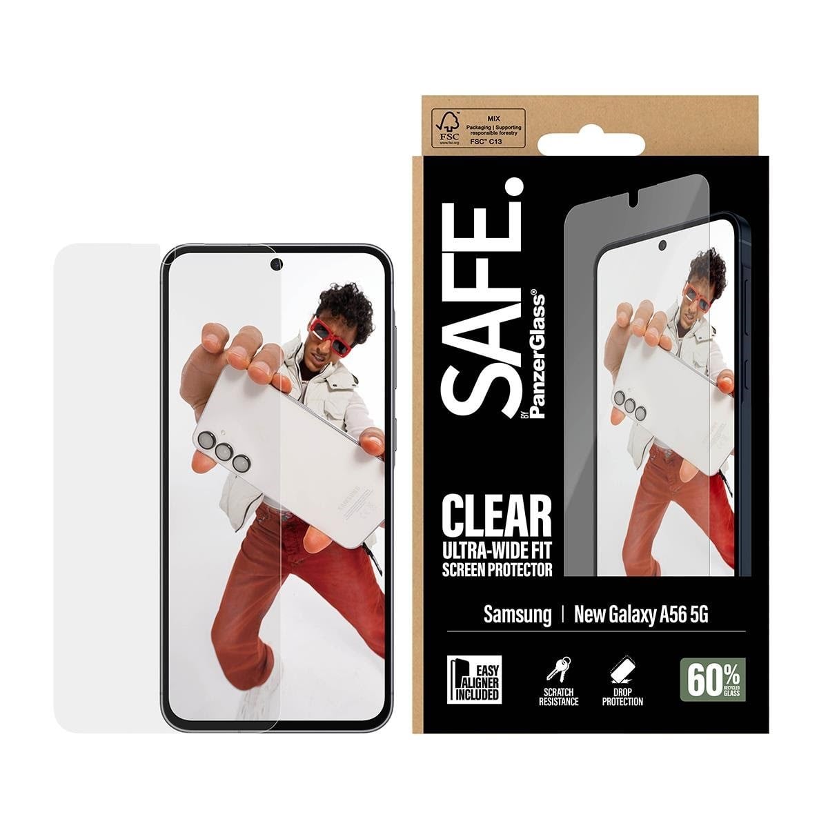 SAFE by PanzerGlass Screen Protector Samsung Galaxy A57 | Ultra-Wide Fit w. EasyAligner