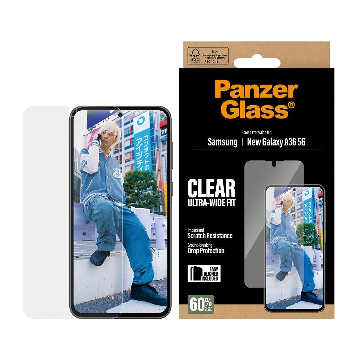 PanzerGlass Screen Protector Samsung Galaxy A37 | Ultra-Wide Fit w. EasyAligner Beskyttelsesglas PG75133