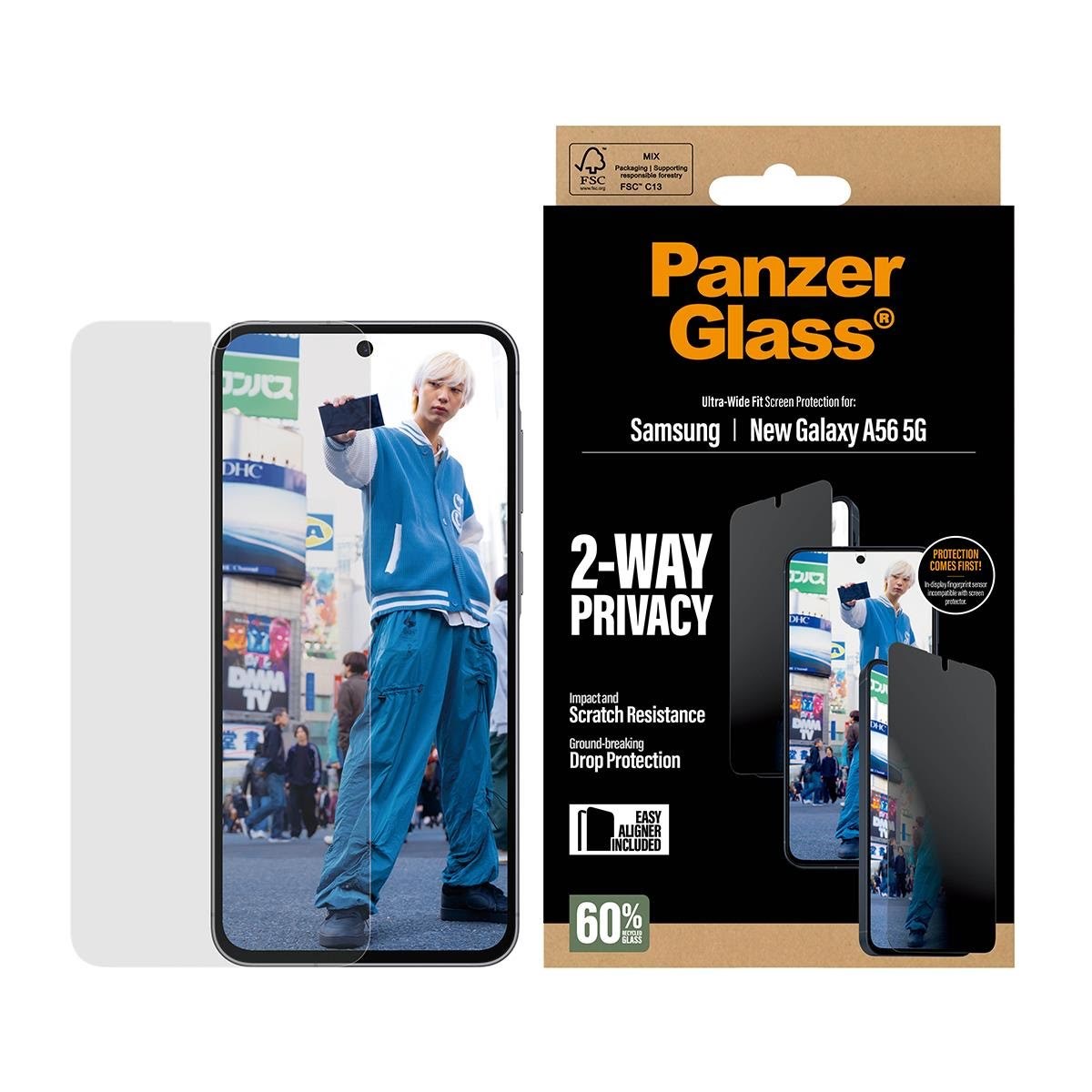 PanzerGlass Privacy Screen Protector Samsung Galaxy A57 | Ultra-Wide Fit w. EasyAligner