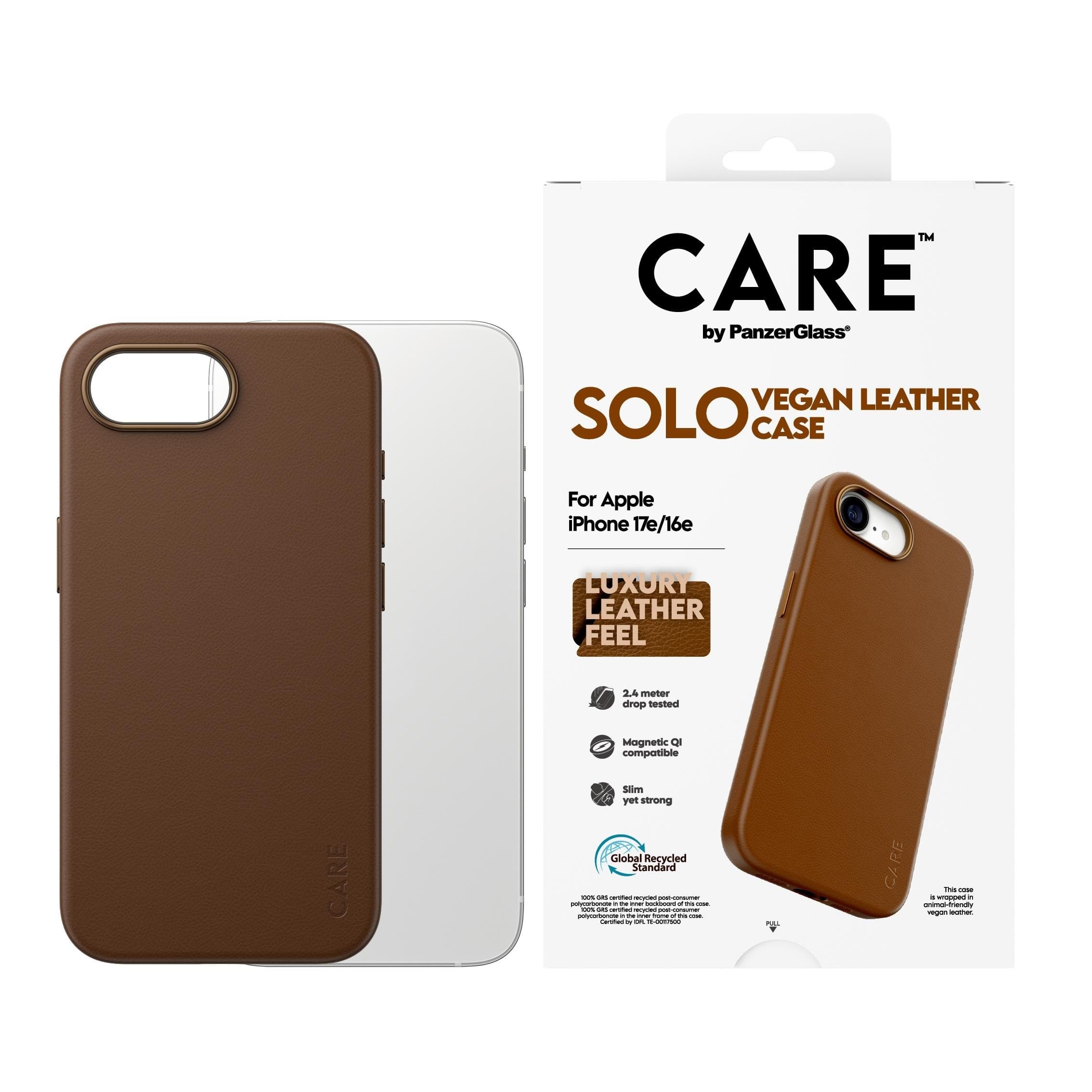 CARE by PanzerGlass Solo Case Brown iPhone 17e | 16e Mobilcover CR46076