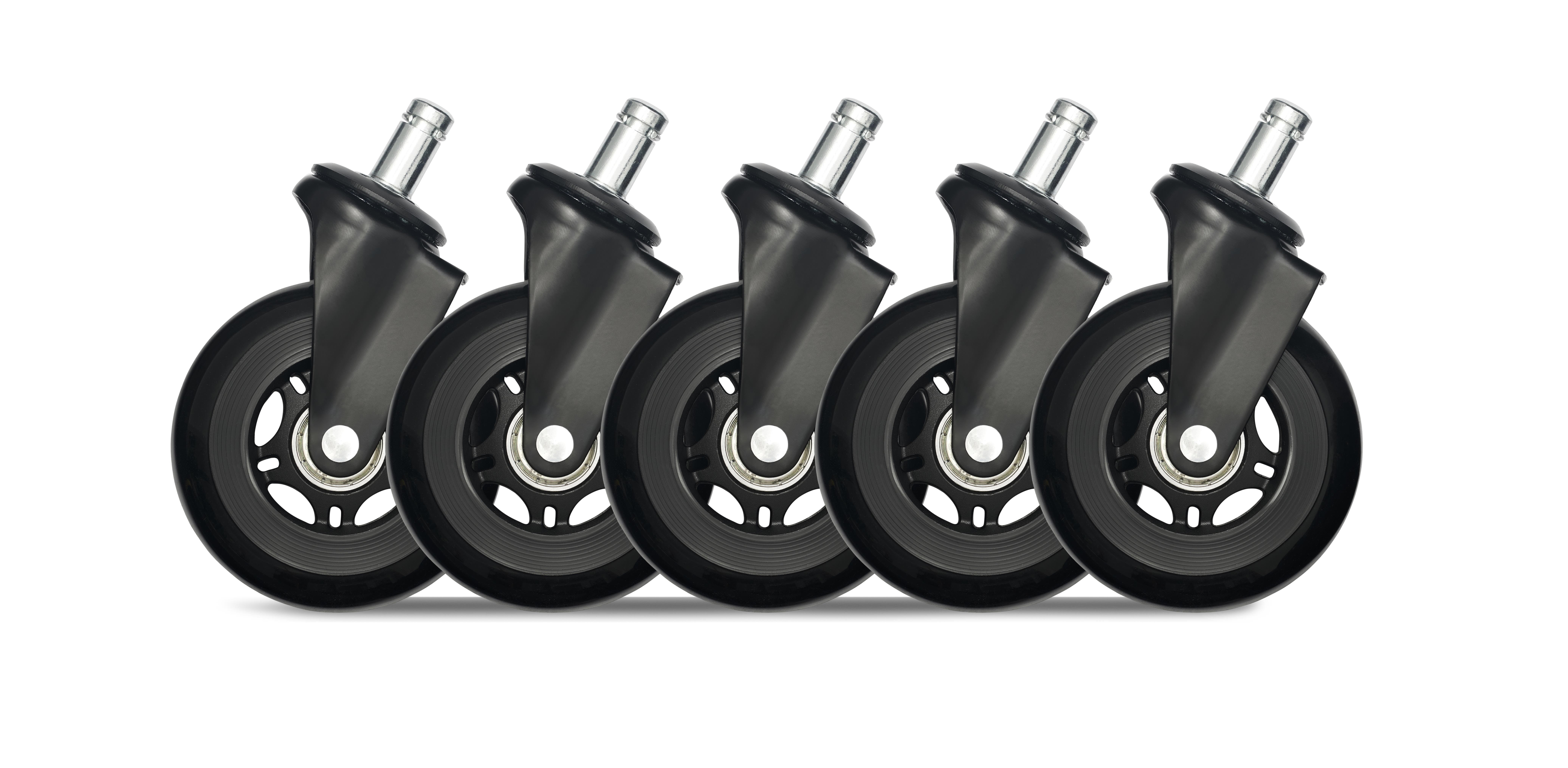 DUTZO Premium 3" Rubber Caster for IKEA Chairs - Black - Rubber Gamerstol DGCAIK-75MMRBWU-BK