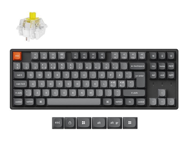 Keychron K8 MAX QMK/VIA Wireless Tri-Mode - Super Banana - Gaming Tastatur - Uden Numpad - Nordisk - Sort