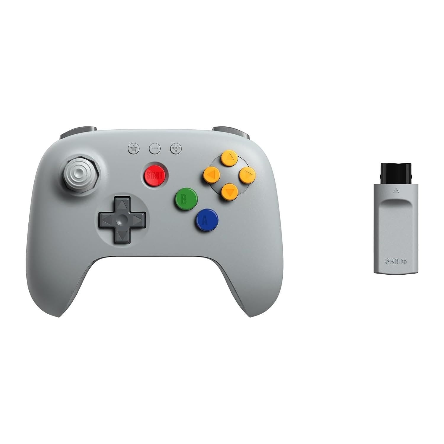 8BitDo 64 Wireless 2.4G - Classic Grey - Wireless Controller - Nintendo 64 Spil Tilbehør RET00852