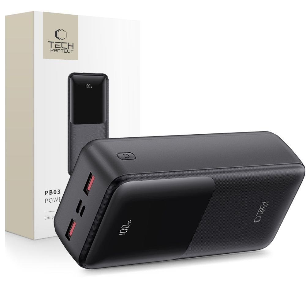 Tech-Protect Powerbank PB03 30000mAh 22.5W - black - 30000 mAh Powerbank Sort 5906302380527