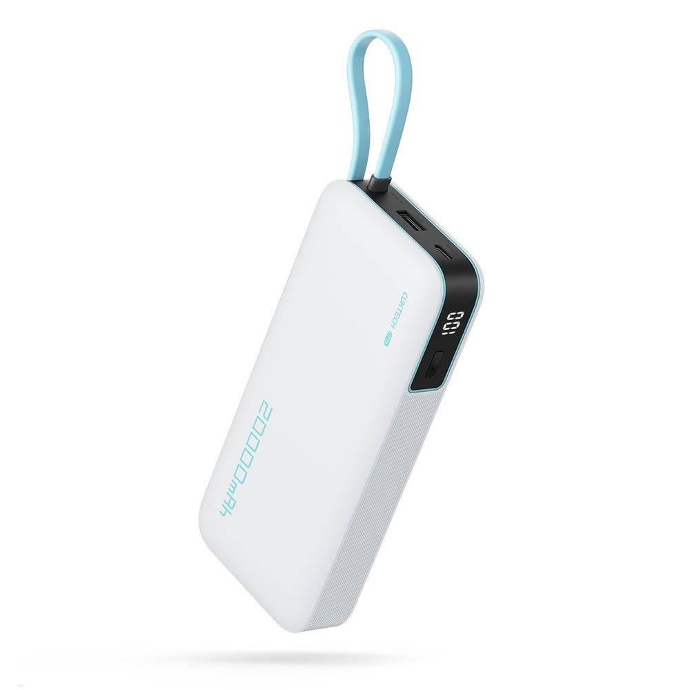 CUKTECH CUKP200NGLLG 55W with Built-in USB-C Cable - 20000 mAh Powerbank Hvid