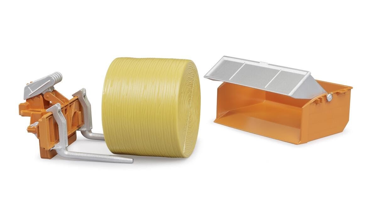 Bruder Accessories: Tractor loading box forks+1round bale Legetøjsbil BR2353