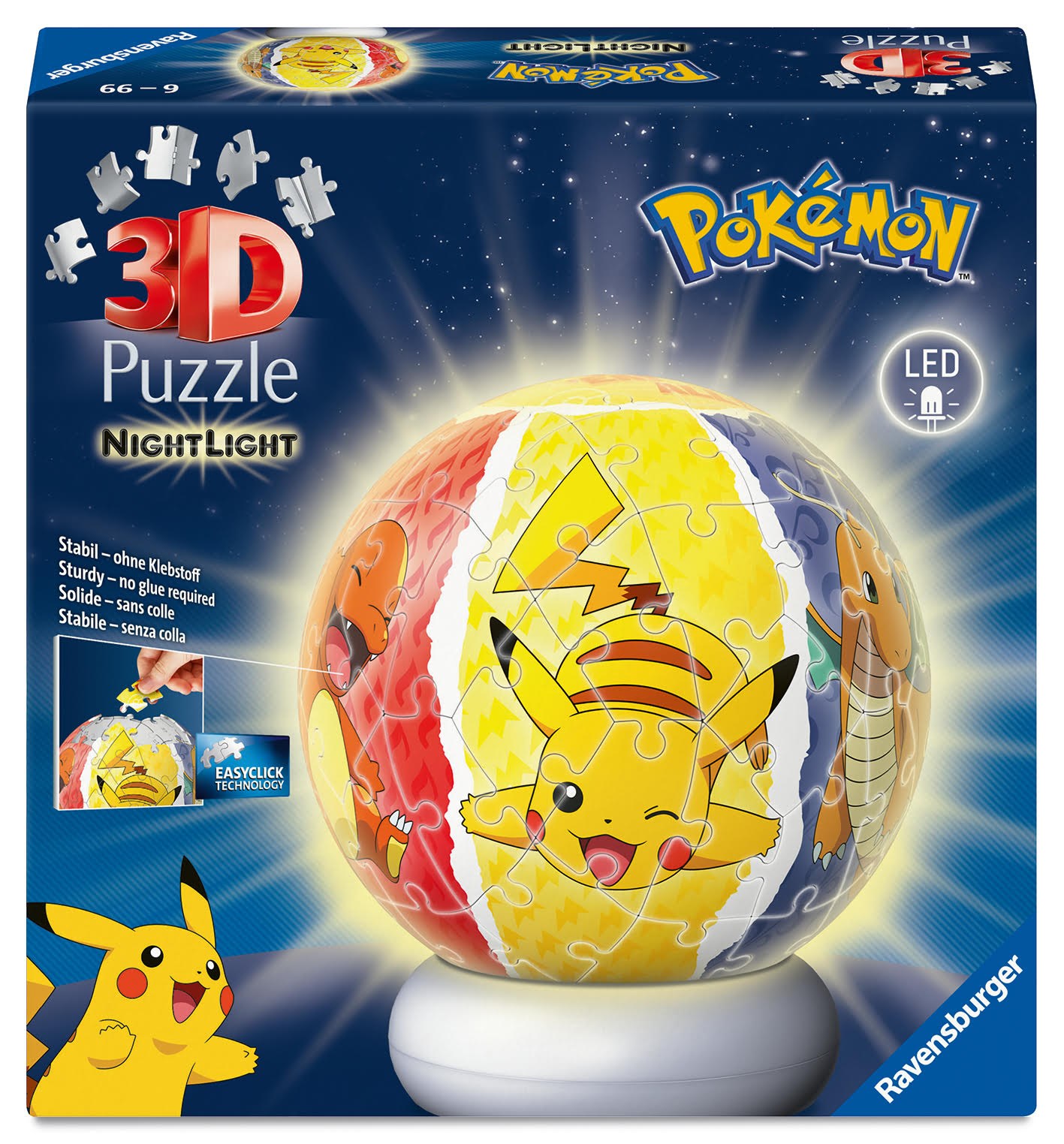 Ravensburger 3D Puzzle-Ball Nightlight Pokémon (72) 3D Puslespil Puslespil 12008053