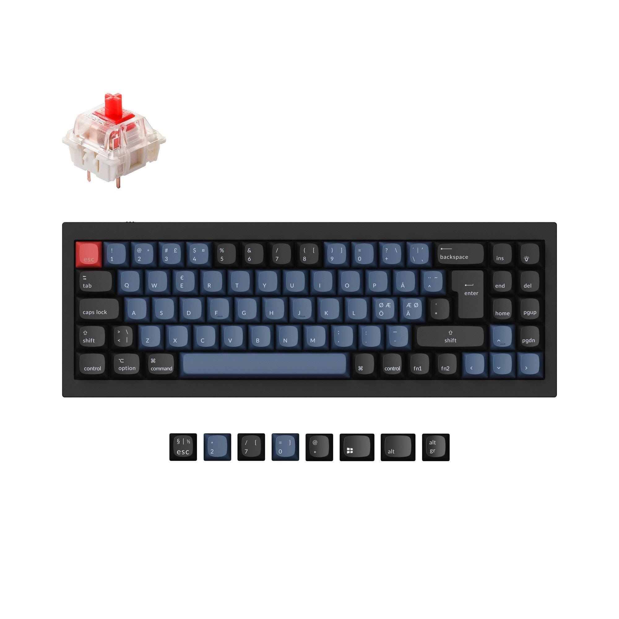 Keychron Q7 QMK Wired - Gateron G Pro Red - Gaming Tastatur - Uden Numpad - Nordisk - Sort