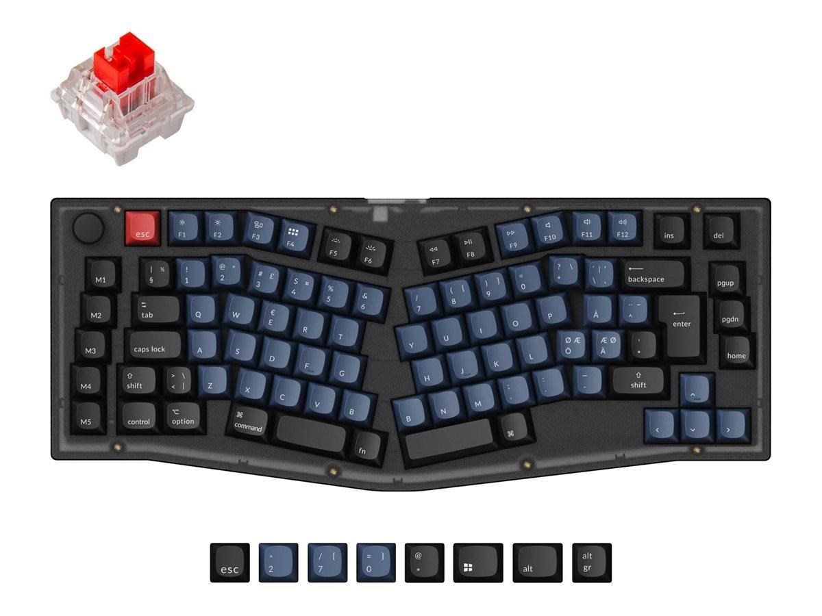 Keychron V10 - keyboard - QMK custom alice layout fully assembled knob mechanical - 75% - QWERTY - Nordic - frosted black Input Device - Tastatur - 