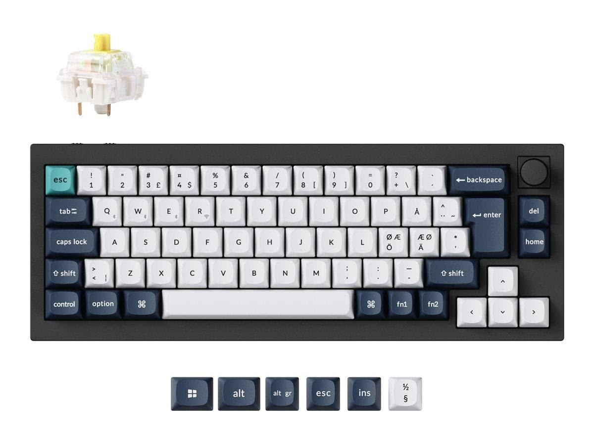 Keychron Q2 MAX - Knob Wireless Tri-Mode QMK/VIA - Gateron Jupiter Banana - Gaming Tastatur - Uden Numpad - Nordisk - Sort Tastatur Q2M-M4-BO