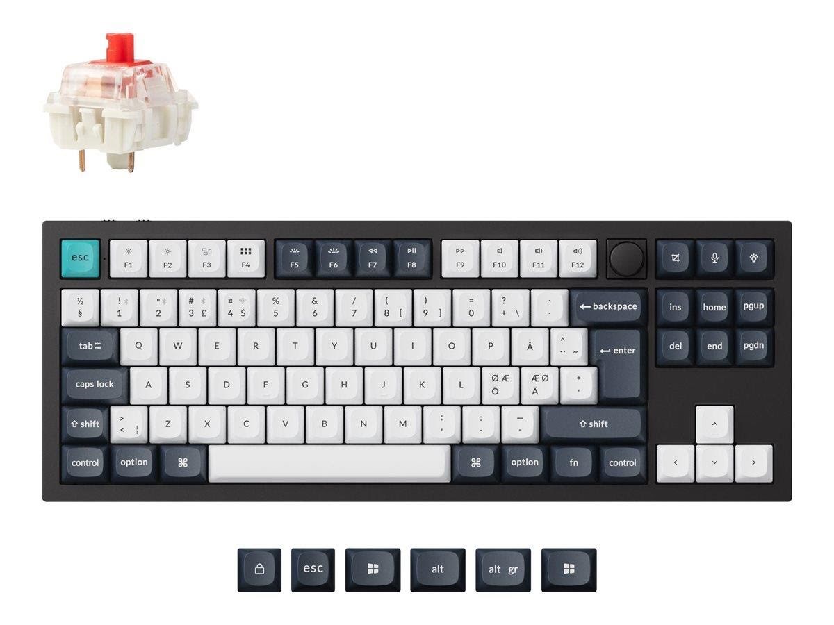 Keychron Q3 MAX 80% Knob Wireless Tri-Mode QMK/VIA - Gateron Jupiter Banana - ND - Gaming Tastatur - Uden Numpad - Nordisk - Sort