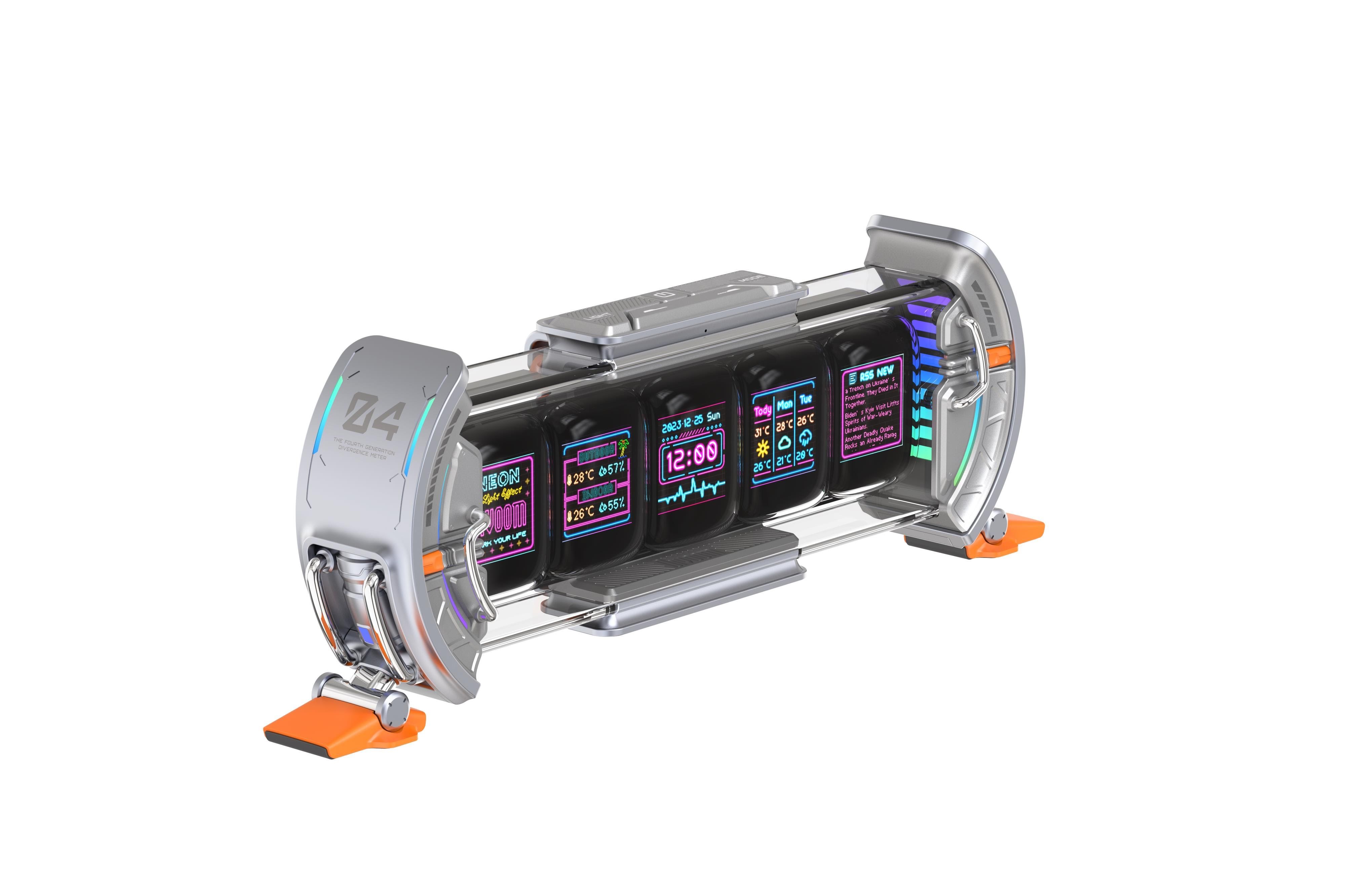 Divoom Times Gate II Cyberpunk Digital Clock - Grey Gadget 90100058289