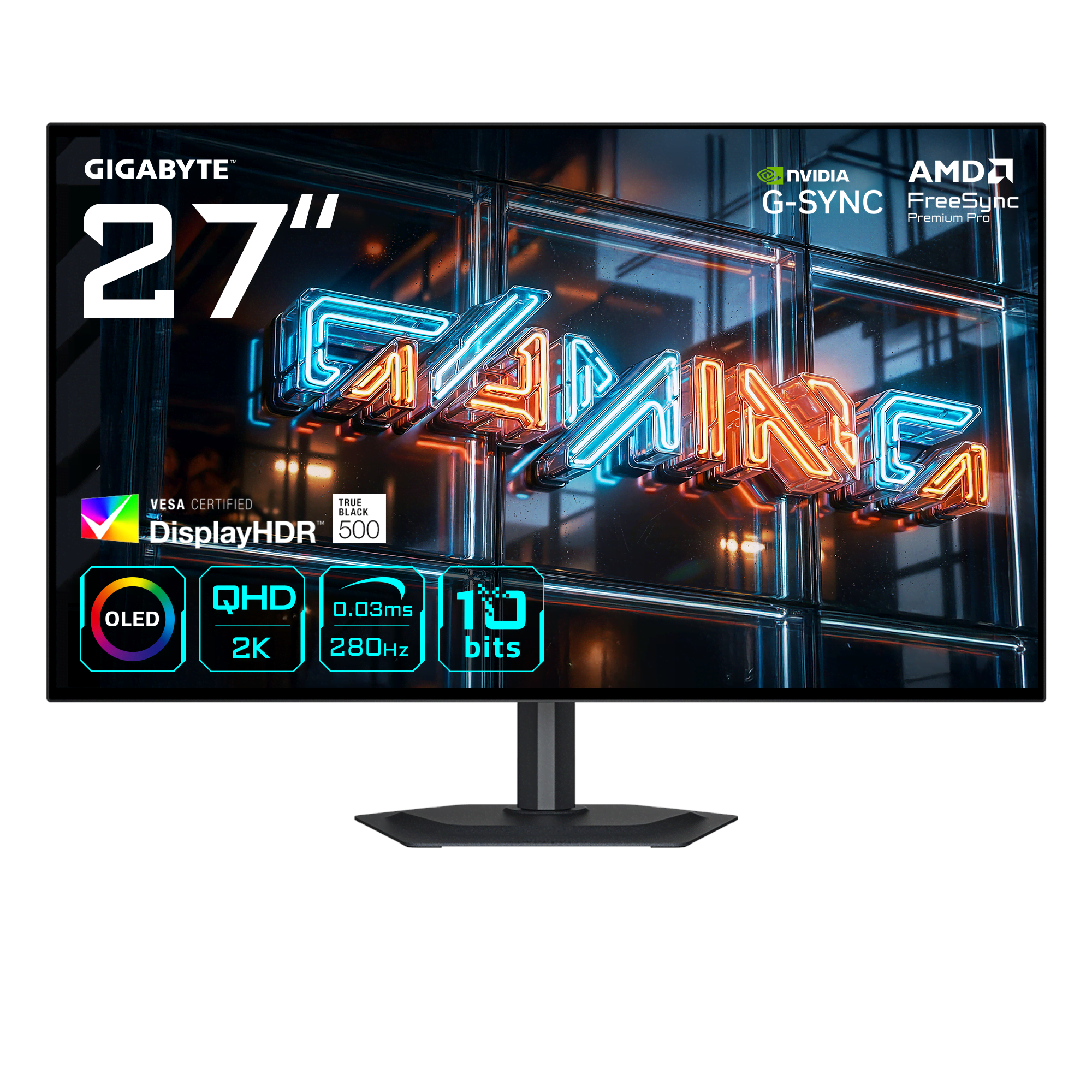 27" GIGABYTE MO27Q28GR - 2560x1440 - 280Hz - WOLED (Glossy) Computerskærm Black