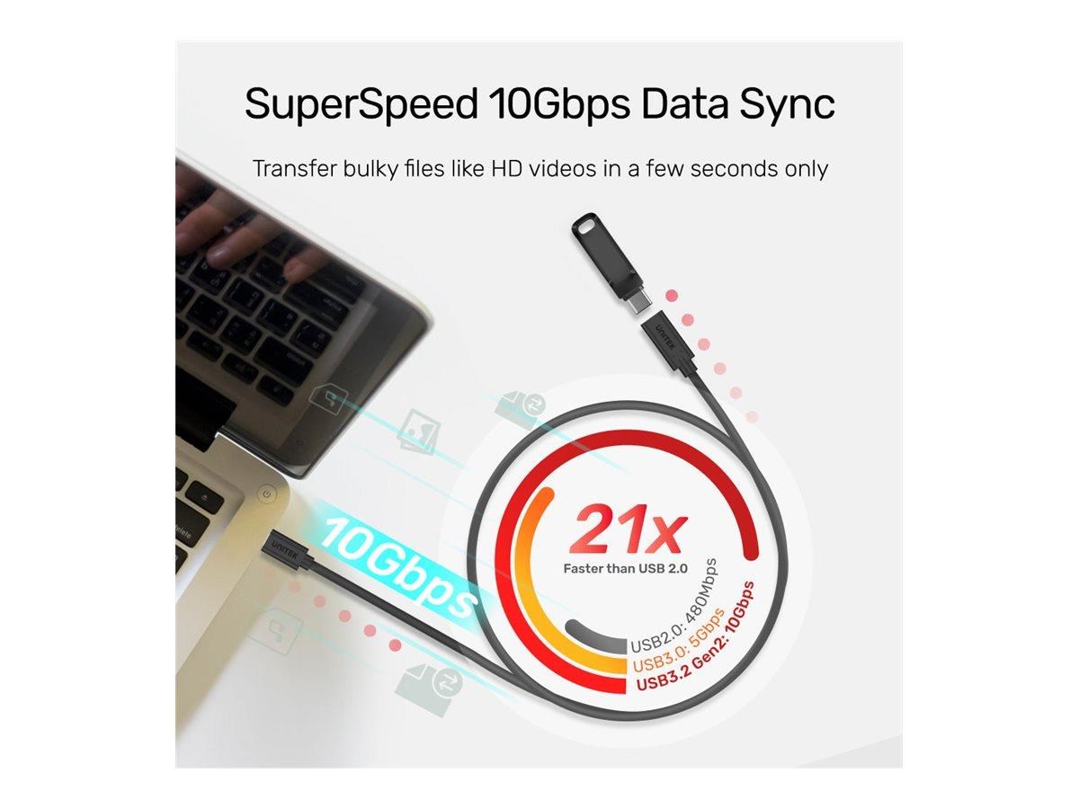 Unitek C14086BK - USB-C extension cable - USB-C to USB-C - 50 cm Usb Kabel Sort