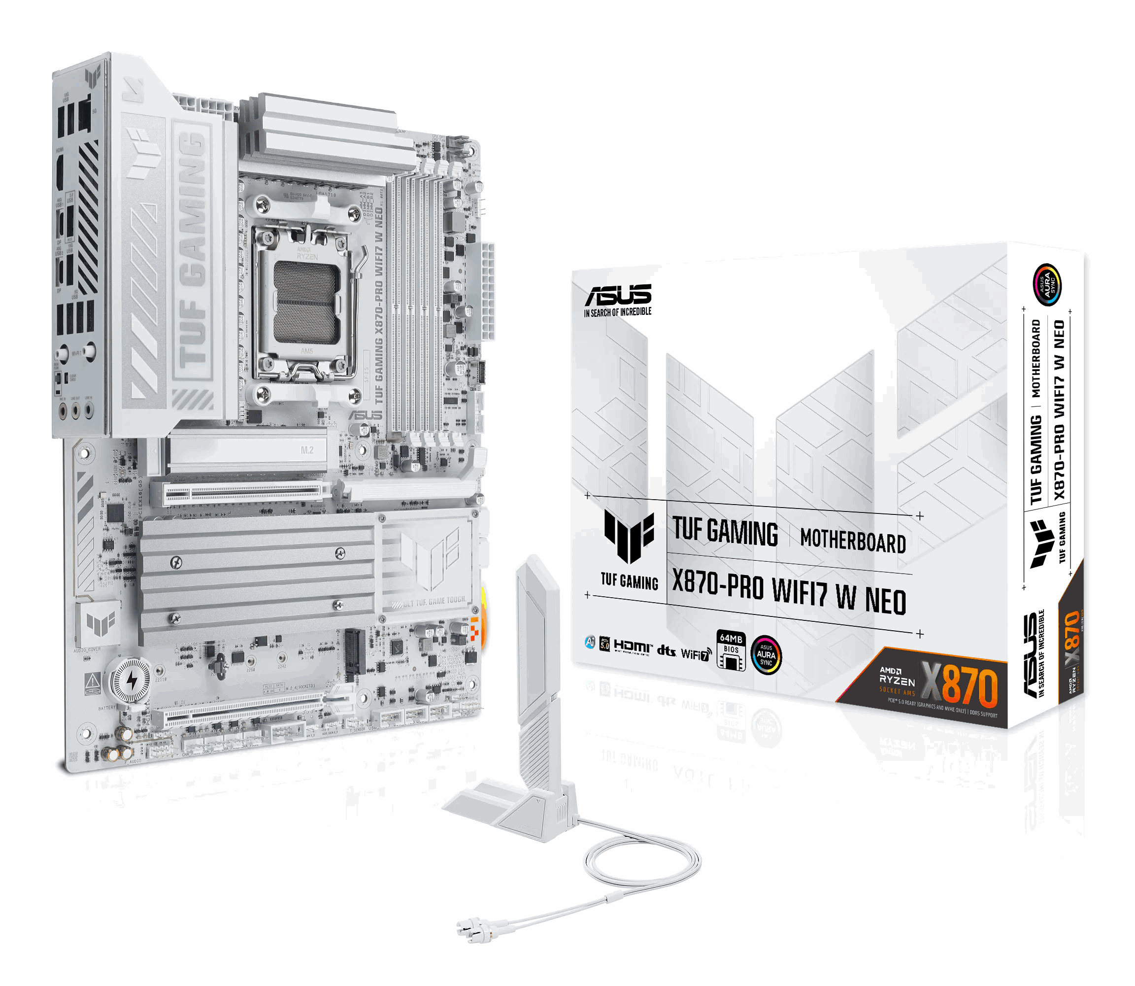 ASUS TUF GAMING X870-PRO WIFI7 W NEO Bundkort - AMD X870 - AMD AM5 - DDR5 RAM - ATX