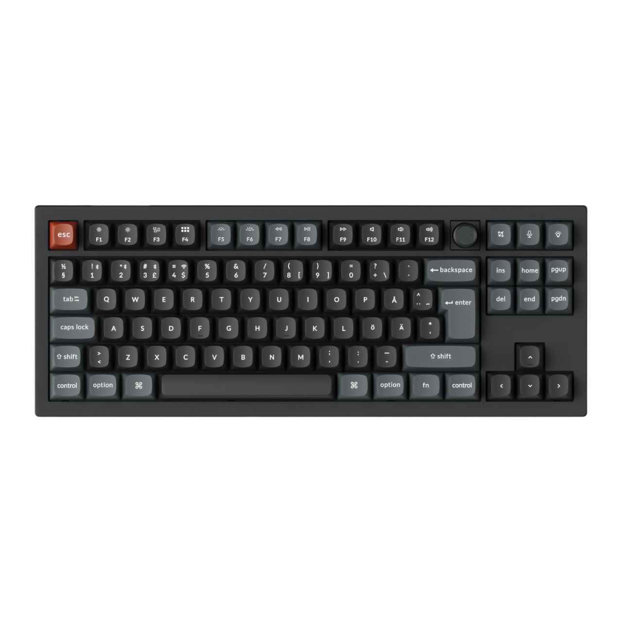 Keychron V3 Ultra 80% 8K Wireless Tri-Mode - POM Brown - Gaming Tastatur - Uden Numpad - Nordisk - Sort Tastatur V3U-D3-BO