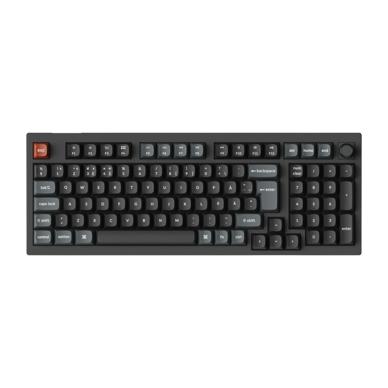 Keychron V5 Ultra 96% 8K Wireless Tri-Mode - POM Brown - Gaming Tastatur - Nordisk - Sort