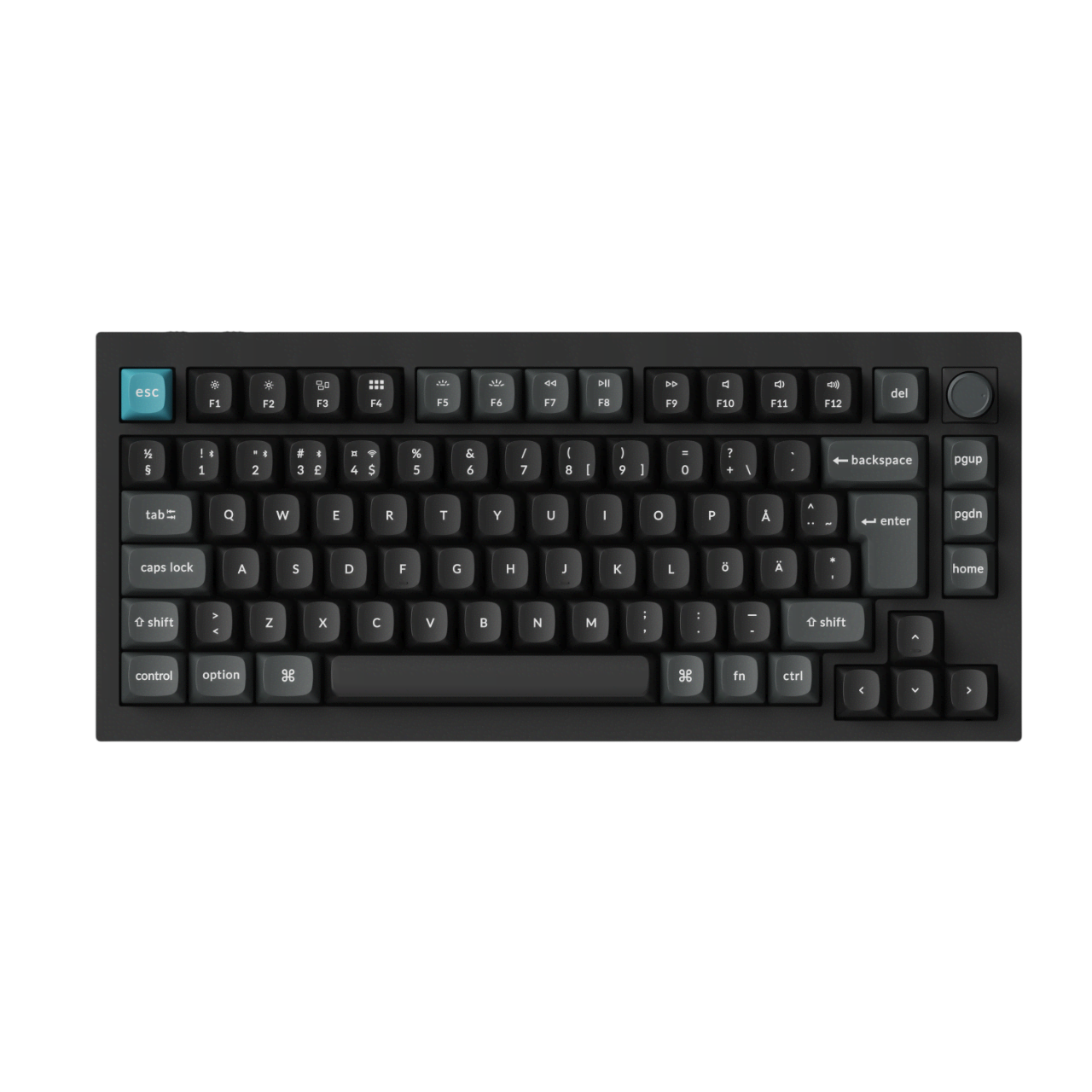 Keychron Q1 Ultra 75% 8K Wireless Tri-Mode - POM Brown - Gaming Tastatur - Uden Numpad - Nordisk - Sort Tastatur Q1U-M3-BO