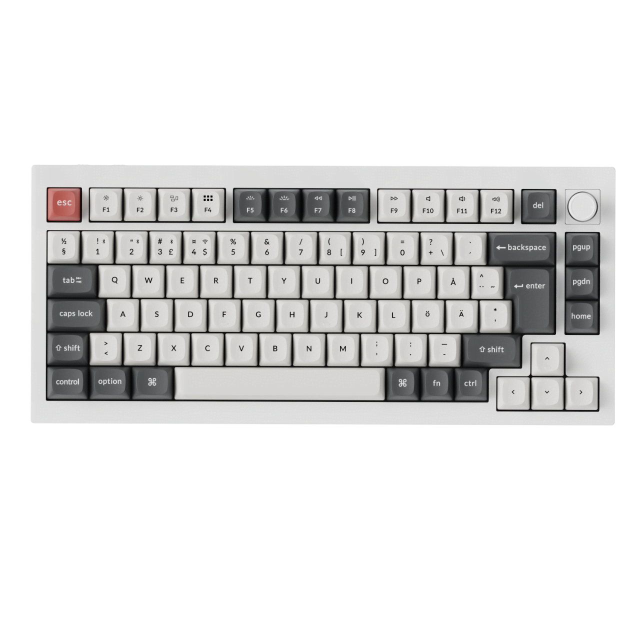 Keychron Q1 Ultra 75% 8K Wireless Tri-Mode - POM Brown - Gaming Tastatur - Uden Numpad - Nordisk - Hvid Tastatur Q1U-P3-BO