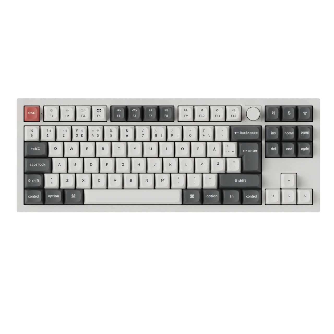 Keychron Q3 Ultra 80% 8K Wireless Tri-Mode - POM Brown - Gaming Tastatur - Uden Numpad - Nordisk - Hvid