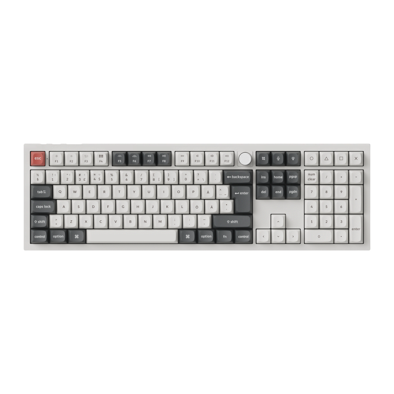 Keychron Q6 Ultra 100% 8K Wireless Tri-Mode - POM Brown - Gaming Tastatur - Nordisk - Hvid