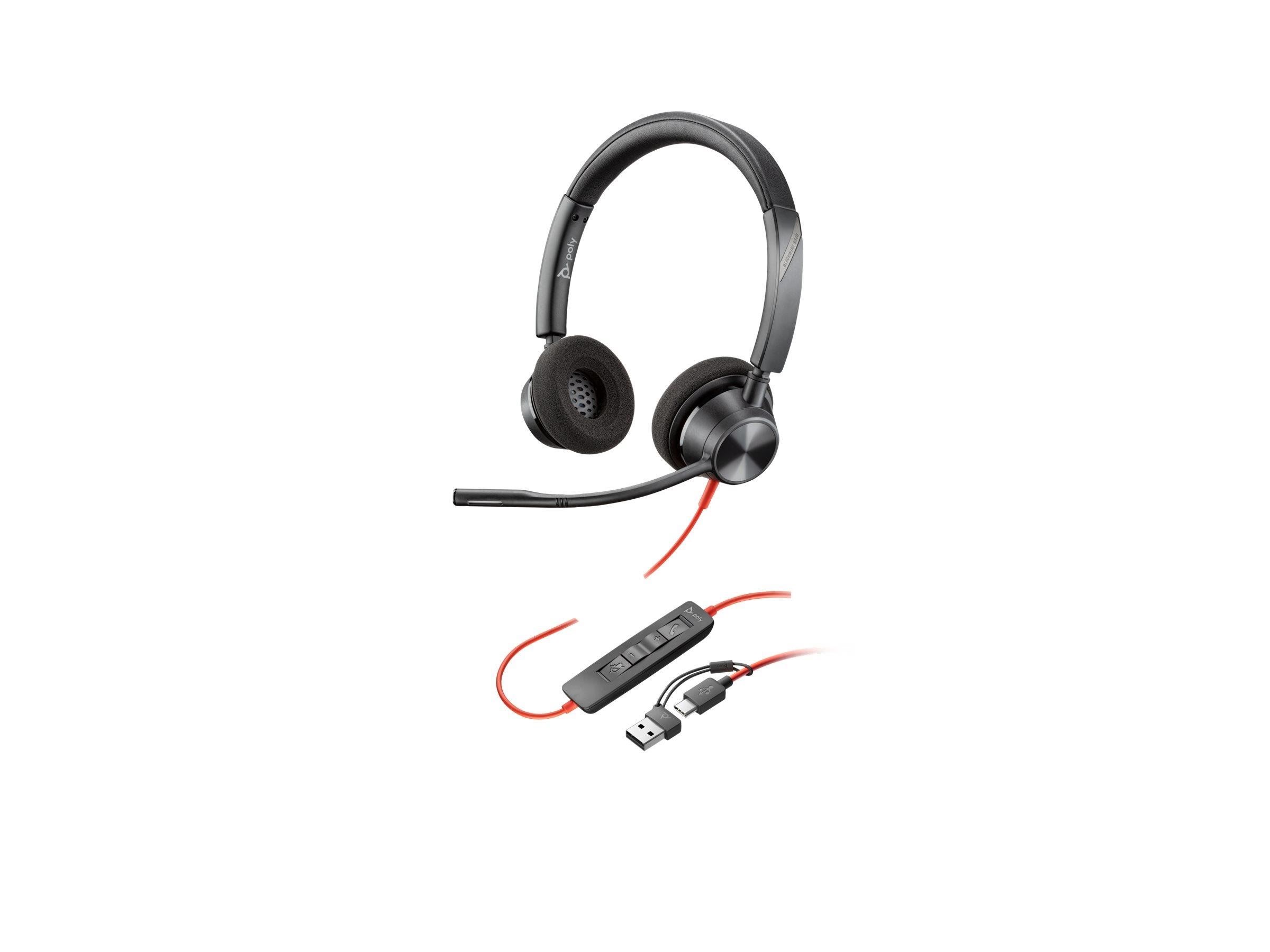 HP Poly Blackwire 3320 Stereo USB-C Headset +USB-C/A Adapter (8X219AA) Hovedtelefoner Og Headset Sort