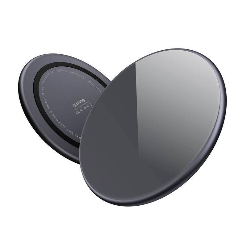 CRONG PowerSpot Fast Wireless Charger - Aluminum 15W USB-C Qi Wireless Charger with Tempered Glass Cover (Shadow Black)