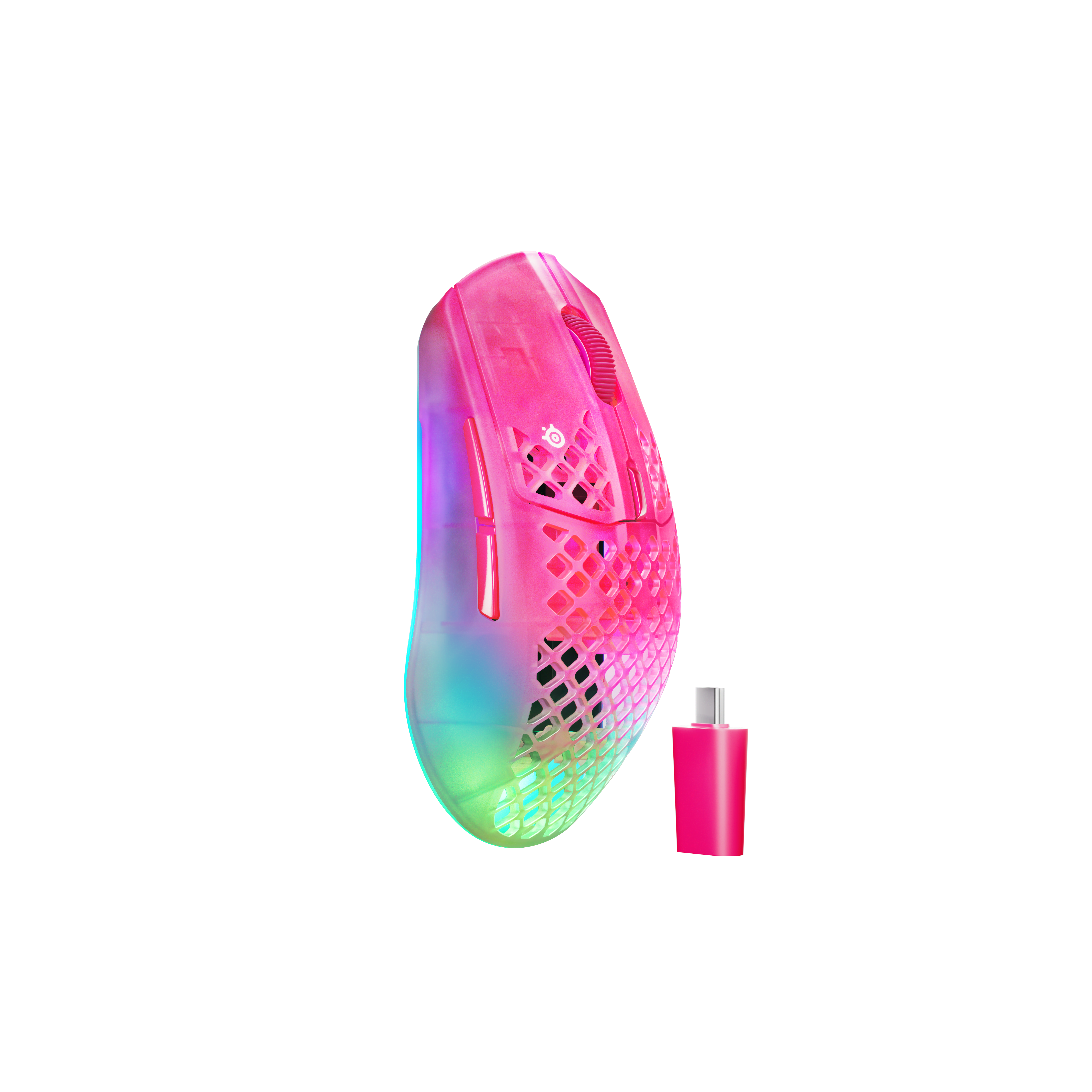 SteelSeries ærox 3 WL Gen 2 (Magenta Haze) - Gaming Mus - Optisk - 5 knapper - Pink med RGB
